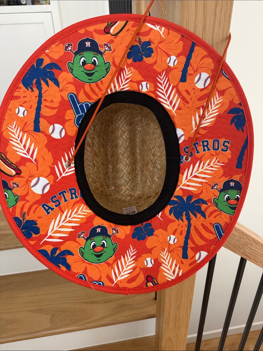 Astros Patterned Straw Sun Hat - Picture 2 of 2